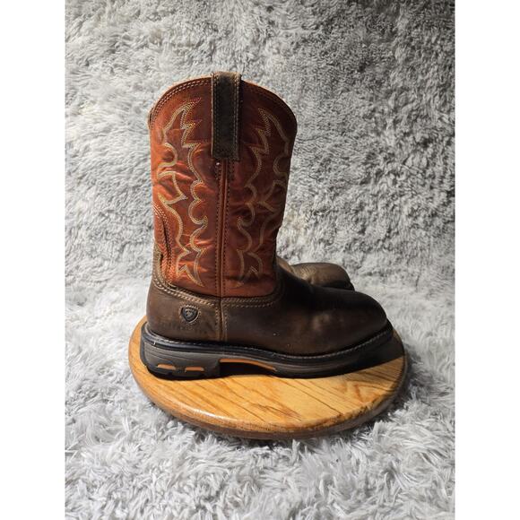 Ariat Mens Size 9EE WorkHog Wide Square Toe Steel Toe Work Boot Leather Upper - Picture 2 of 6